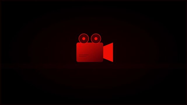glowing red video camera recording icon animation