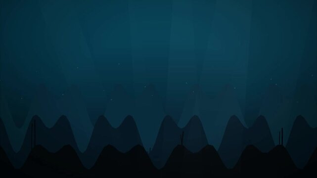 Abstract dark blue wavy mountain silhouette minimalist cinematic motion background for digital display and website header