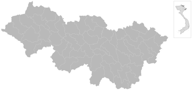 Cao Bang, Vietnam &ndash; administrative vector map with ward and commune boundaries (2026, Web Mercator projection, PPT-compatible & fully editable)