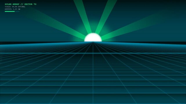 Green Tech Premium Solar Grid Network Background - 4K Seamless Loop