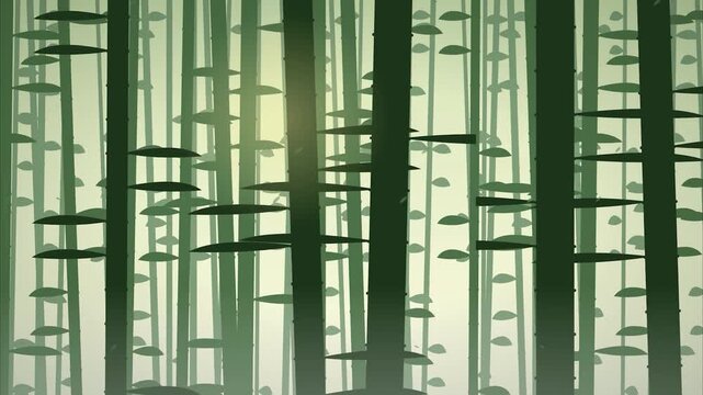 Abstract bamboo forest nature pattern hand-painted artistic illustration seamless motion graphics backdrop for creative wallpaper and nature background