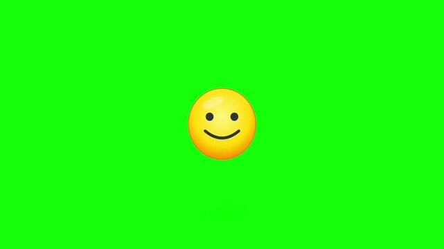 Happy Bouncing Smiley Face Emoji On Green Screen