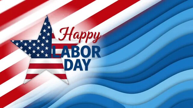 Happy Labor Day USA patriotic background with red stripes and star