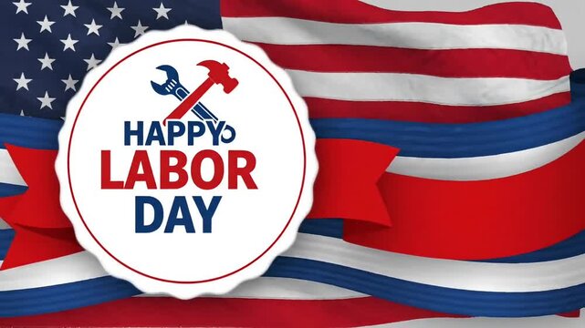 Patriotic American flag motion graphic for Labor Day celebration backg