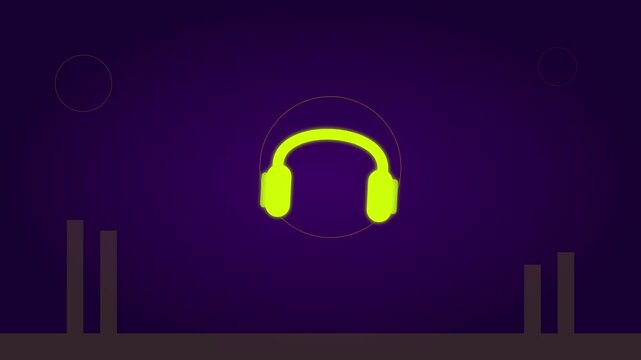 High Contrast Headphones Music Audio Sound Animation