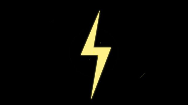 high contrast yellow lightning bolt animation black screen