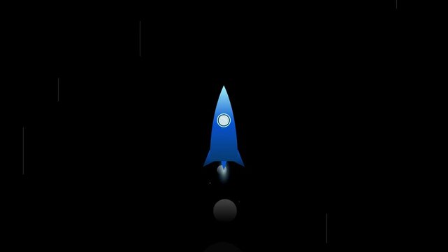 launching rocket ship vector icon black screen