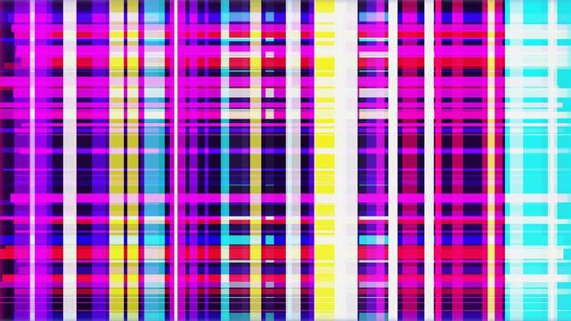 Abstract digital glitch pattern with vibrant pink and blue vertical stripes