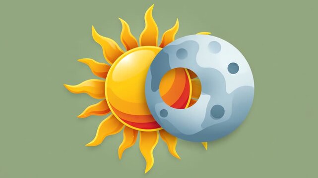 Cartoon sun and moon icons for mobile game ui