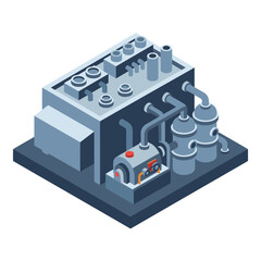 Dynamic Isometric of a LEGO Inspired Industrial Machine with Pipes Wheels and Mechanical Components © Akun