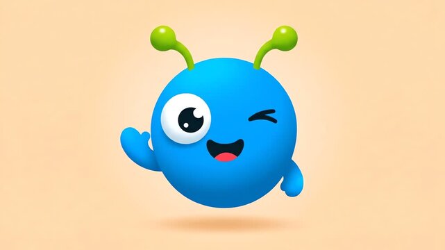 Cute blue alien characters showing various emotions and expressions