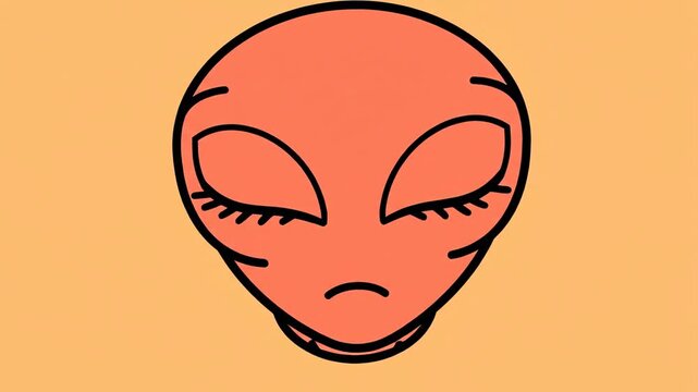 Orange extraterrestrial alien head illustrations set