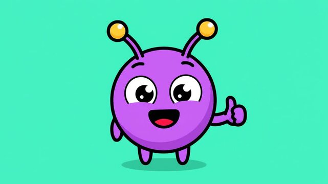 Animated purple alien monster characters showing various expressions