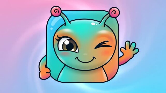 Cute alien character displaying various expressions and gestures