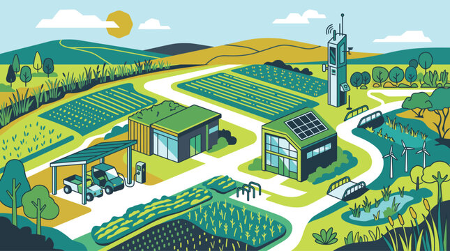 Smart farming hub with digital infrastructure and renewable energy