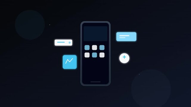 mobile smartphone app development animation clean pastel blue