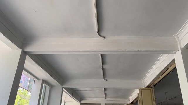 Interior Residential Room Ceiling Background with Concrete Beam Structure