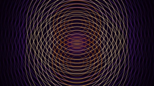 Concentric white circular rings forming a geometric pattern with red spots
