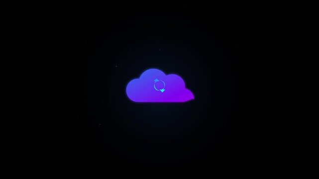 modern cloud storage tech icon animation vibrant blue