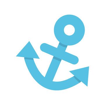 A simple blue anchor icon on a white background, representing stability and nautical themes.