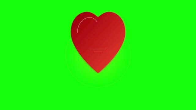Modern Heart Pulse Icon Floating On Green Screen
