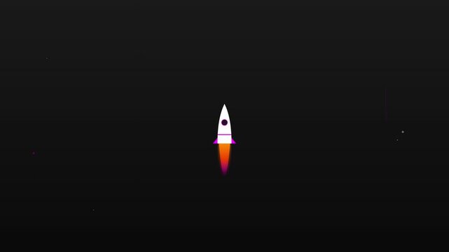 Modern Rocket Launch Vector Space Icon Black