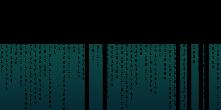 Green binary code matrix digital rain technology background