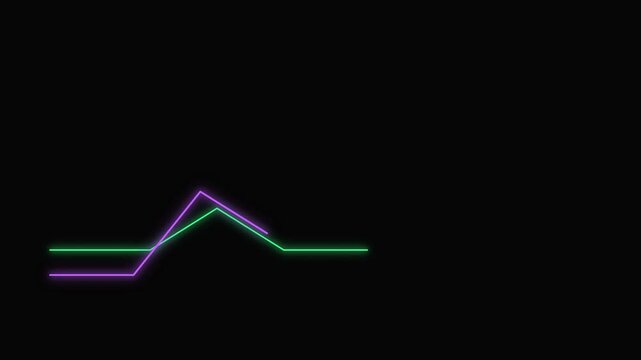 Neon glowing line graph arrows showing upward trend on dark background
