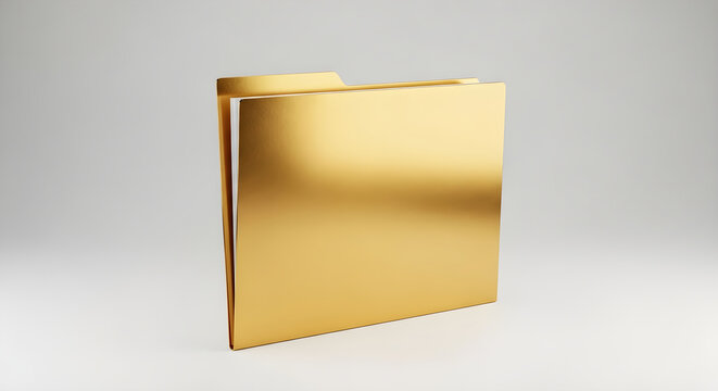A premium golden folder representing digital data storage organization and professional file management solutions on a clean neutral background