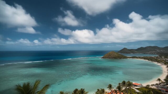 Aerial view of the tropical coast at sint maarten island