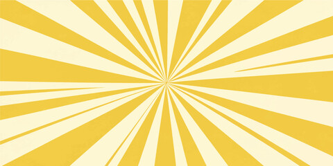 Obraz premium Yellow and cream comic sunburst radial rays background vector template for abstract pop art
