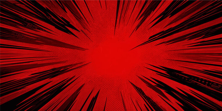 intense red comic speed lines background vector with black action starburst zoom burst explosion effect