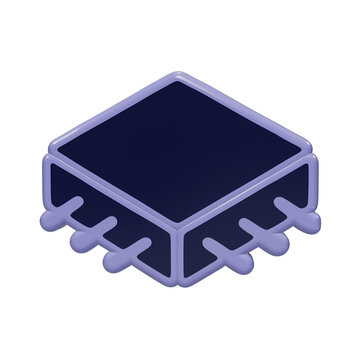 Isometric 3d icon of a computer processor chip for modern technology design transparent background
