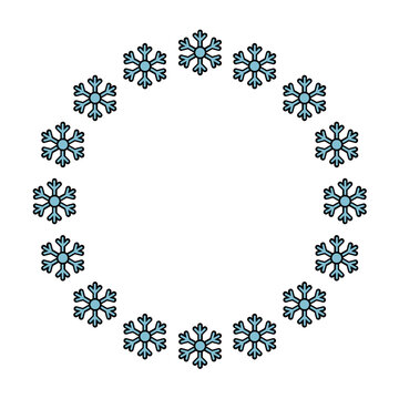 winter snowflake wreath circle border frame vector for christmas design
