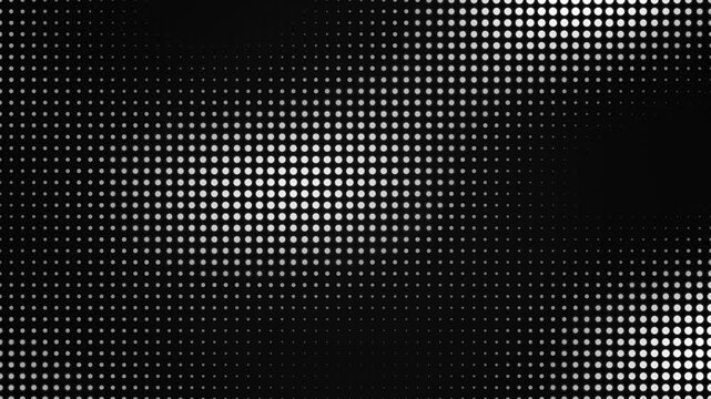 Abstract monochrome pattern featuring a distorted grid of glowing white dots