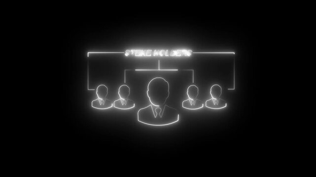 Stakeholders concept for business finance stakeholder investment management. Animated stakeholders icon on virtual screen on transparent background.
