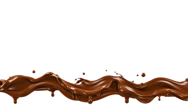 Dark Chocolate Liquid Splash Wave Isolated on Transparent Background
