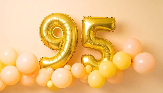 Ninety-Five Birthday Celebration with Gold Foil Balloons and Peach Accents