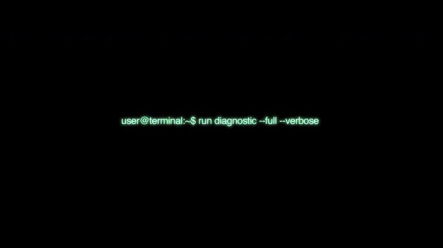 Computer Terminal Command Line Interface With Diagnostic Run Code On Black Background