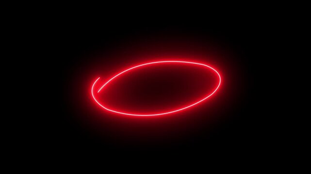 Glowing neon Circle marker with drawing, red marker pen style, doodle red circle marker and underline stroke, Red Circle 4k animation black background.