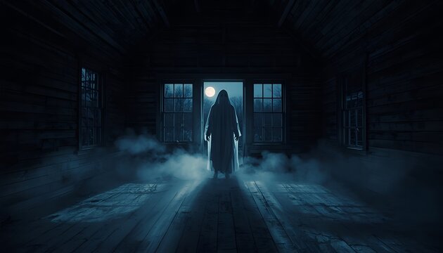 Mysterious Ghost in Abandoned House at Night