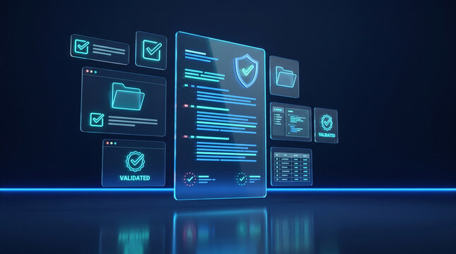 Digital Document Validation With Secure Compliance Checklist And Cybersecurity Interface