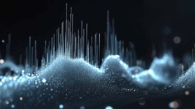 An abstract visualization of data streams and digital particles forms a futuristic landscape. ..Created with Generative AI, not depicting real subjects.
