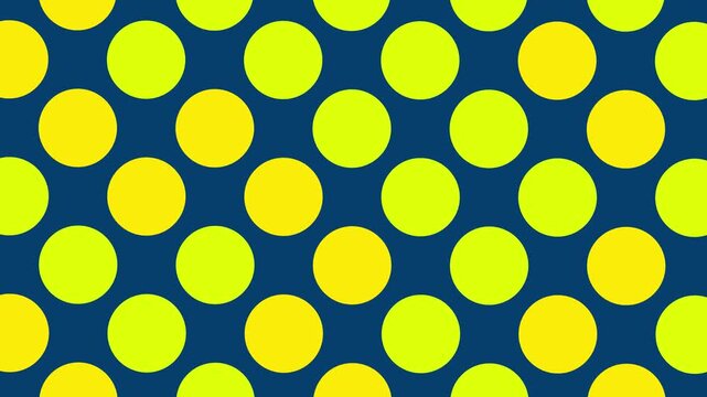 Abstract motion background animation with colorful circles arranged in a pattern on a blue background