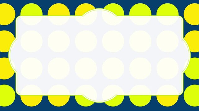 Abstract motion background animation with colorful circles arranged in a pattern on a blue background (text space)