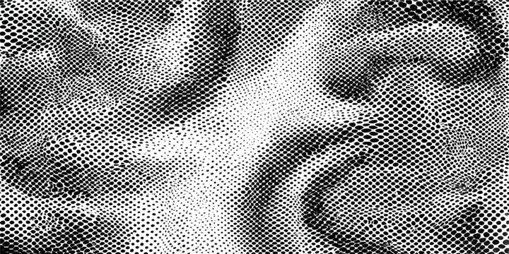 abstract black and white halftone dots pattern background vector dynamic moire wave texture graphic design