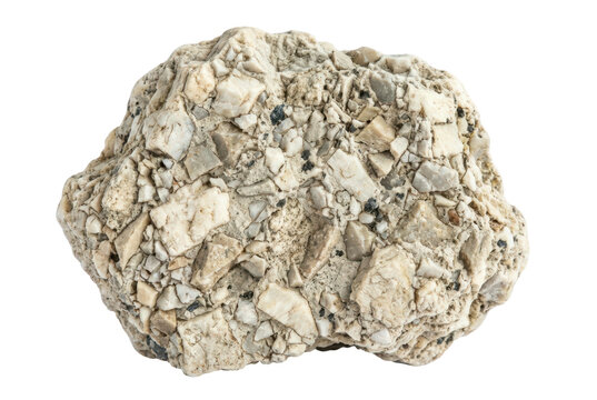 Detailed Breccia Rock Specimen Isolated on Plain Black Background
