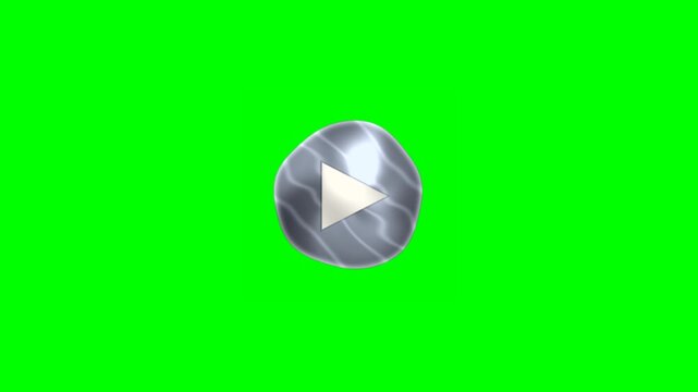 Liquid Metal Play Button on Green Screen