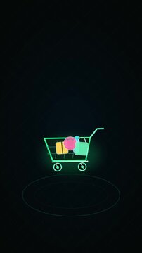 Vertical Video of Shopping Cart Filling with Colorful Products