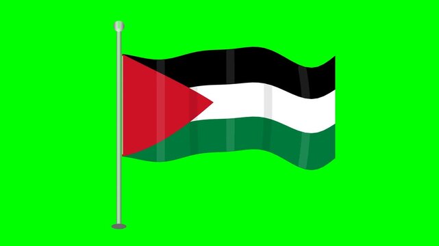 Palestinian Flag Waving on Green Screen